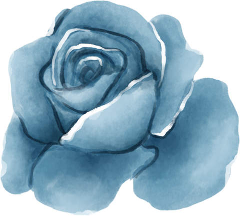 Watercolor Individual Blue Flower